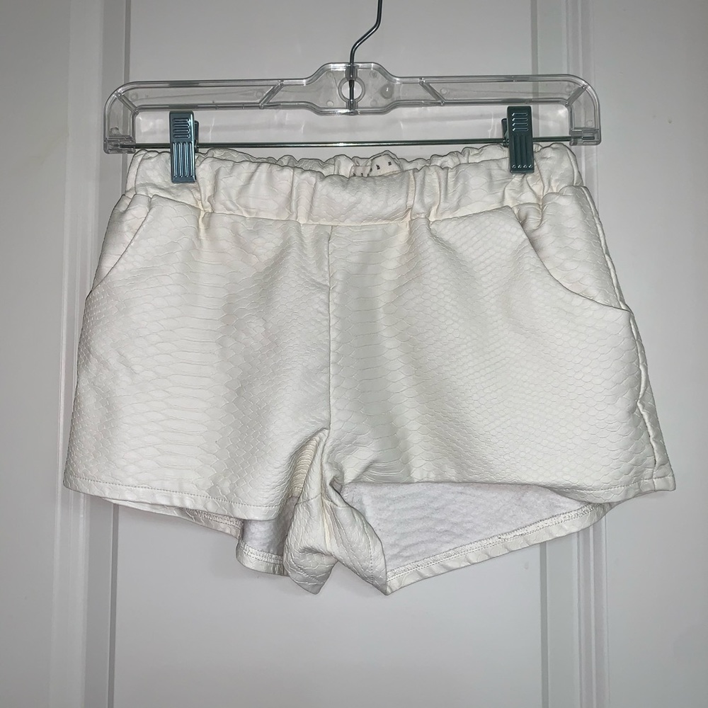 White Leather Shorts